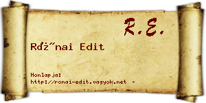 Rónai Edit névjegykártya